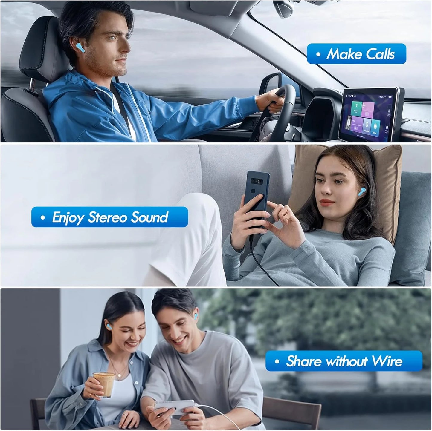 True Wireless Bluetooth Earphones with noise cancelling